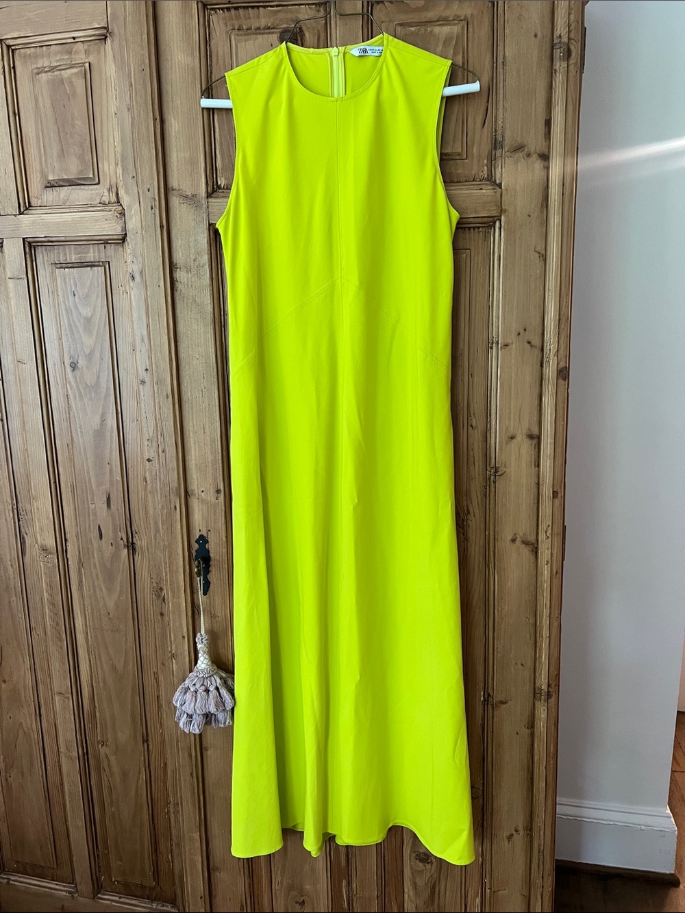 Zara Neon Yellow chartreuse Sleeveless Maxi Dress
